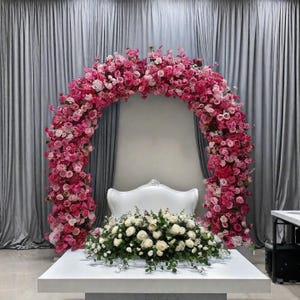 Hot Pink Rose Flower Arch,Wedding Flower Garland,Table Flower Runner,Wedding Flower Backdrop,Wedding Flower Arch,Wedding Reception