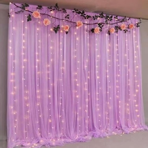 Purple Chiffon Backdrop for Bridal Shower Photography Tulle Backdrops Curtains Wedding Newborn Baby Shower Party Background Custom Size