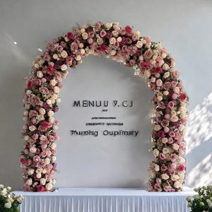 Wedding Rose Flower Arch,Wedding Flower Garland,Wedding Flower U Arch Flowers Backdrop,Wedding Reception for Party Event Decor