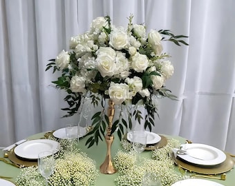 White Wedding Flower Ball Faux Floral Eucalyptus Wedding Centerpiece Floral Ball Table Flower Ball Wedding Flower Arrangement  Table Decor