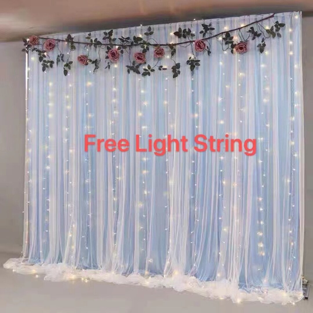 Hunter Green Tulle Backdrop Curtains With Lights String For Parites 10x8ft Sheer Backdrop Curtains Drapes For Birthday Party Bridal Shower Baby Shower Photo Booth Background Decorations