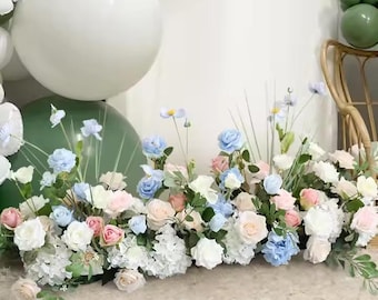 Flower Row,Table Flower Runner,Wedding Reception,White Babysbreath Garland,Wedding Centerpieces,Table Centerpieces