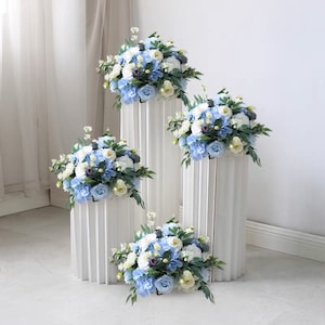 Blue White Flower Ball Table Centrepiece Arrangement Flower Ball Table Runner Flower Centerpiece For Wedding Business Party Table Decor