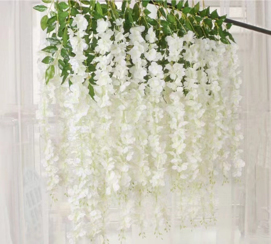 White Wisteria Garland Artificial Hanging Flowers Fake Wisteria Flowers