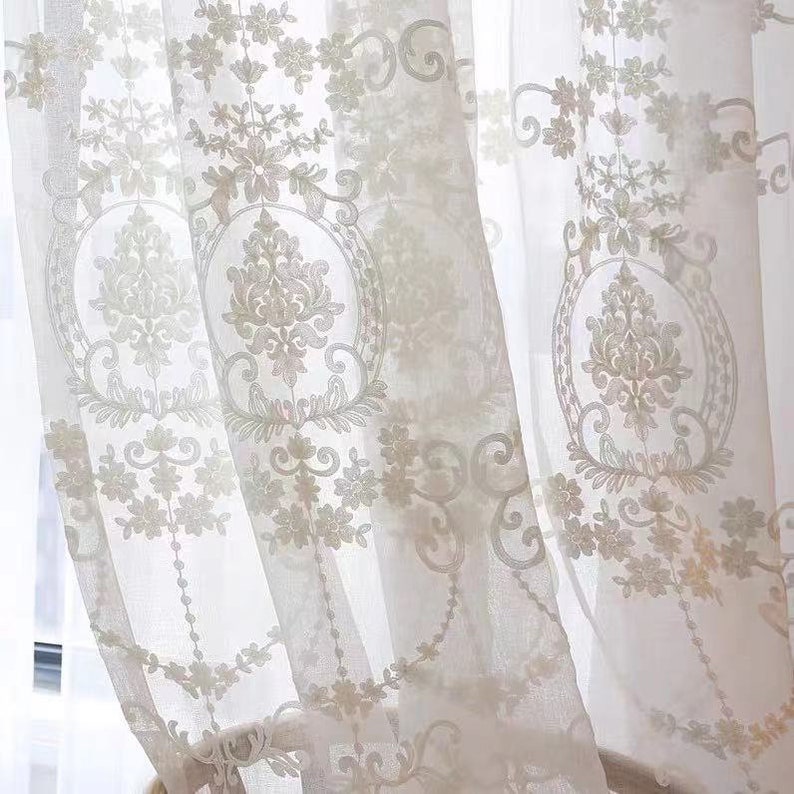 Custom Curtain White Sheer Tulle Embroidery Voile Fabric - Etsy