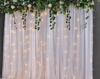 White Tulle Backdrop Curtains Chiffon Backdrops Photography Wedding Backdrops Curtain Party Decor Backdrops For Bridal Shower