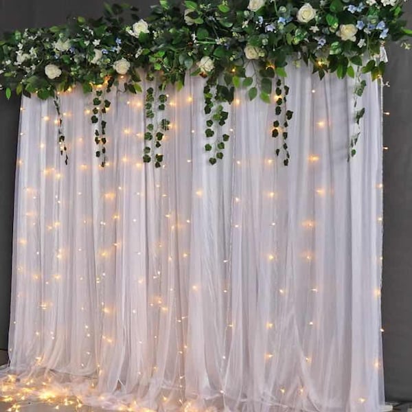 White Tulle Backdrop Curtains Chiffon Backdrops Photography Wedding Backdrops Curtain Party Decor Backdrops For Bridal Shower