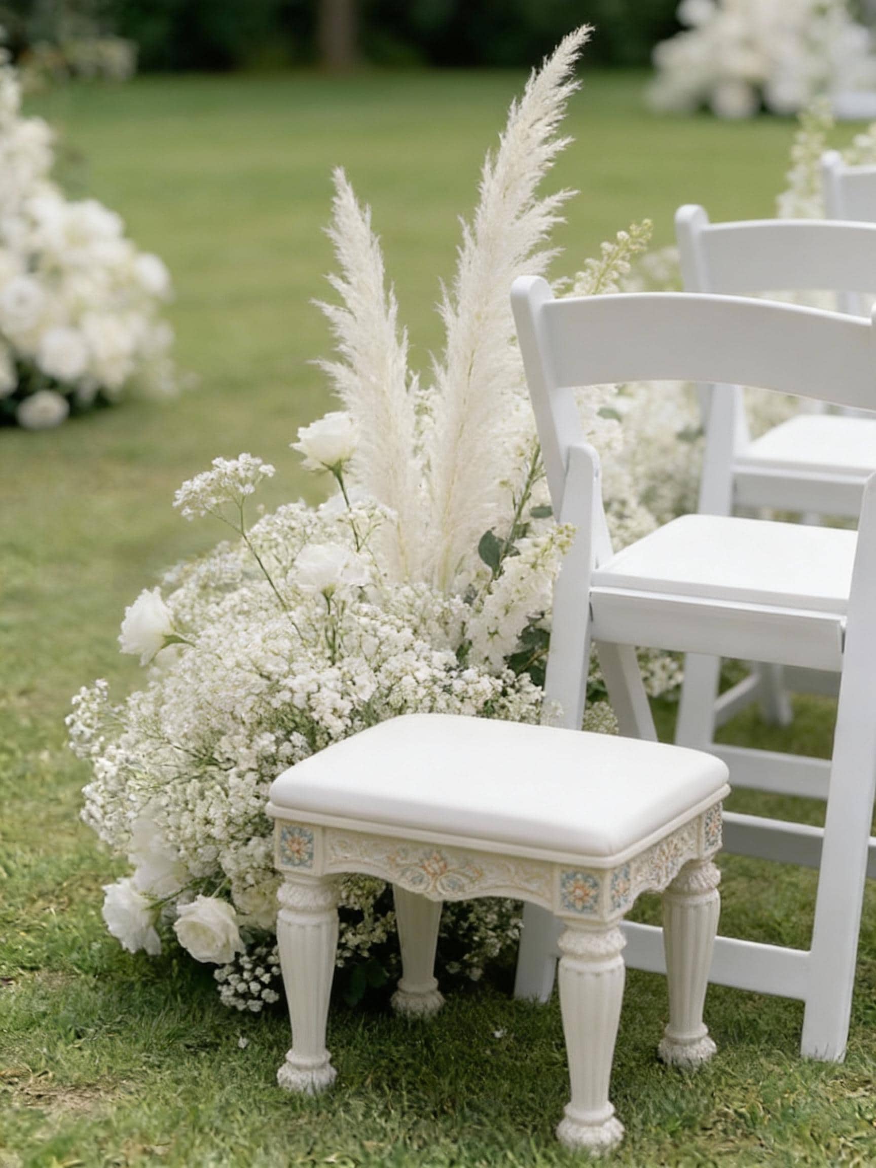 Composition florale blanche. Le pot