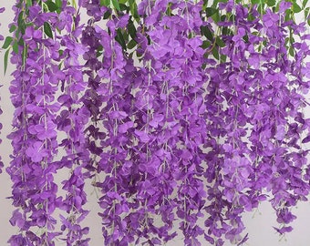 U'Artlines Künstliche Glyzinien-Girlande 2,5 M | Seidenblumen Mit Grünen Blättern | Für Innen & Außen | Deko Für Hochzeit, Garten, Party | 10 Stück