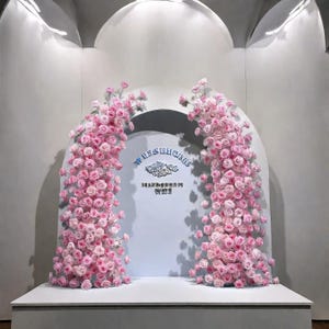 Full Pink Wedding Rose Flower Arch,Flower Centerpieces,Wedding Archway Floral,Table Flower Garland,Wedding Decoration Floral Garland Arch