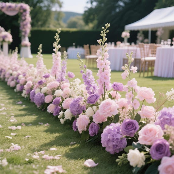 Purple Rose Peony Floor Flowers,Wedding Ground Arrangements,Sweet Flower Bride Background,Wedding Aisle Runner,Wedding Swag Flower Arch