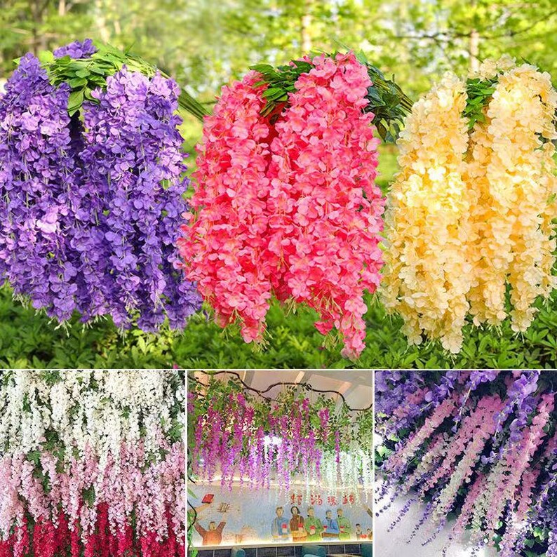 12pcs Wisteria Vine Artificial Flowers Fake Wisteria Garland Etsy