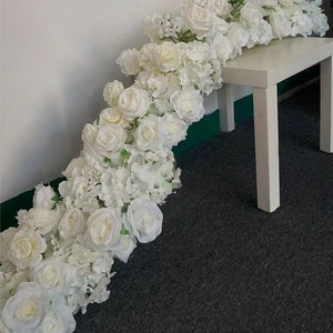 White Wedding Flower Runner,Wedding Aisle Flower,Wedding Arrangement,Table Runner,Wedding Flower,Swag Flower Arch,Table Centrepiece