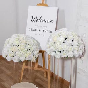 Full Flower Ball White Rose Flower Ball Table Centrepiece Floral Ball Table Flower Ball Wedding Arrangement Wedding Party Decor