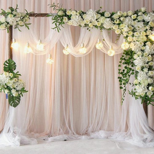 Wedding Arch Flower Wall Wedding Arch Tulle Background Wedding Etsy
