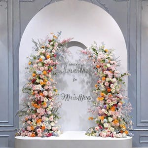 Wedding Rose Flower Arch,Wedding Archway Floral,Wedding Decor Horn Floral Arch,Wedding Flower Arrangement,Bridal Shower Floral Garland Arch