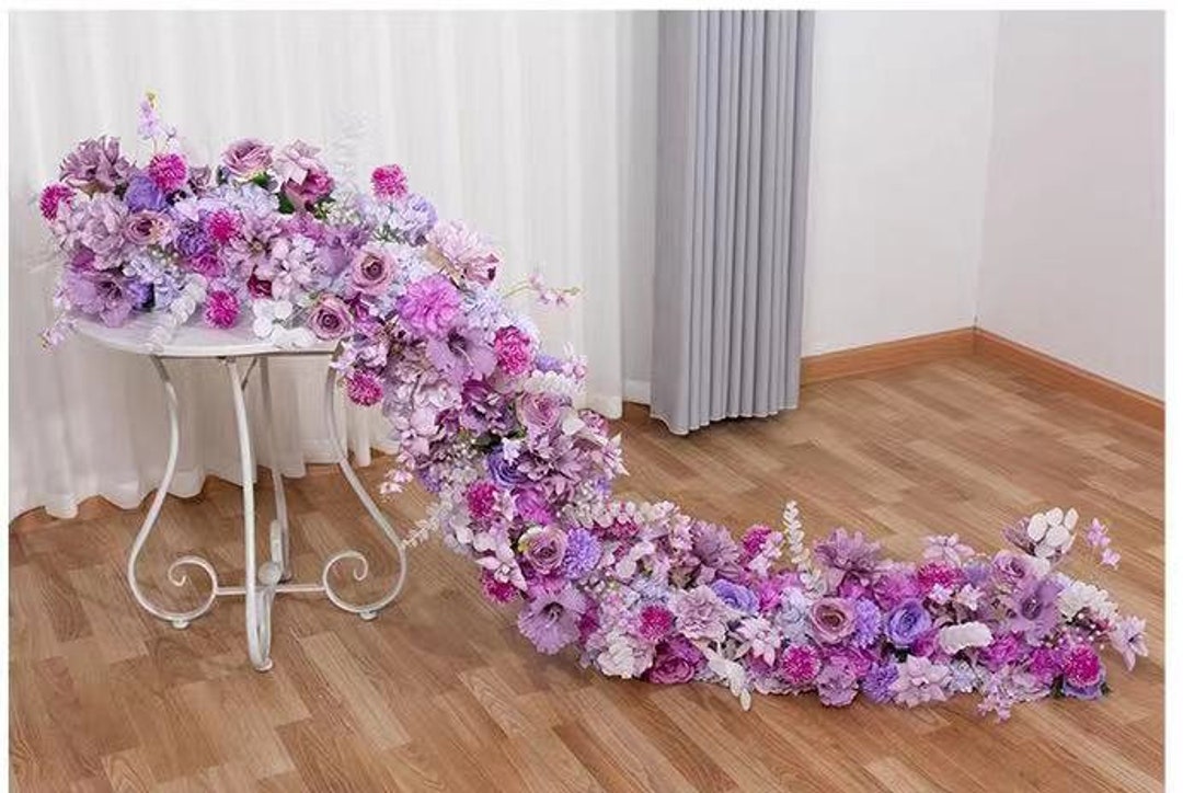 Purple Rose Flower Table Runner Floral Table Runner Swag Flower Wedding ...