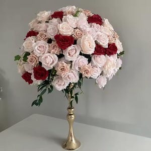 Pink Red Flower Ball Table Centrepiece Floral Ball Table Flower Ball Wedding Flower Arrangement Pink Flower Centerpiece forTable