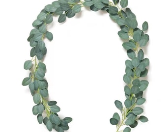 Dremisland 4 Stuks 6,7 Meter Kunstmatige Eucalyptus Slinger Kunstmatige Wijnstokken Kunstmatig Gebladerte Slinger Faux Eucalyptus Bladeren Wilgenblad Groen Planten Kerstslinger voor Bruiloft Feest