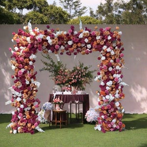 Hot Pink Rose Flower Arch,Wedding Flower Garland,Wedding Flower Arch,Wedding Reception,Wedding Flower Arrangement,Custom Flower Arch