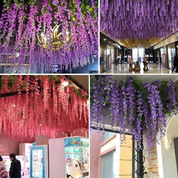 Wisteria Hanging Vine Artificial Home Decor Wedding Salon Feature Wall UK  Stock