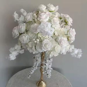 White Rose Flower Ball With Wisteria Wedding Centrepiece Floral Ball Wedding Flower Arrangement White Flower Wedding Party Home Shop Decor