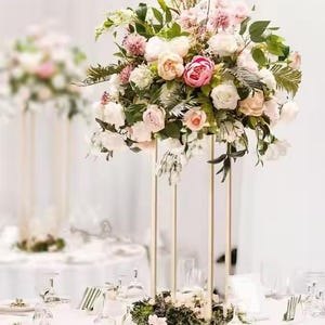 Large Floral Arrangement Floral Ball Pink White Rose Flower Ball Silk Flower Ball Wedding Centerpiece for Round Table Wedding