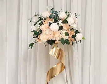 Champagne Floral Ball Table Centrepiece Artificial Flower Ball wedding Aisle Flowers Custom Flower Ball Size
