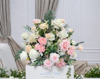 Rosa Gangblumen, Ereignisblumen, Bodenblumen, Hochzeitsboden, Blumenläufer, Hochzeitsgangdekor, Hochzeitsswag Blumenbogen