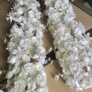 White Rose Flower Garland,Artificial Flower Runner,Table Flower Runner,Wedding Reception flower Archway,Wedding Party Decor,Custom Flower