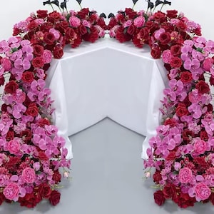 Purple Orchid Red Rose Floral Flower Runner,Rose Wedding Flower Garland,Aisle Runner,Wedding Table Centrepiece Runner,Swag Flower Arch