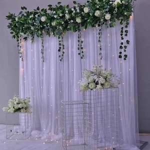 White Tulle Wedding Backdrop,Party Decor Background,Newborn Baby Shower Chiffon Backdrop,Bridal Shower Photography Tulle Backdrops Curtain
