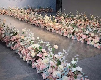 Table Runner Flower,Wedding Table Flower,Artificial Flower Row,Floral Flower Runner,Swag Flower Arch,Flower Backdrop,Custom Reception