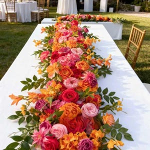 Orange Flower Aisle Runner,Wedding Flower Arch,Wedding petals Pillar Flowers,Wedding Backdrop