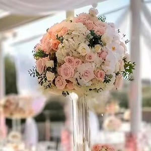 Pink White Flower Ball Table Flower Ball Table Centrepiece Wedding Floral Ball Wedding Arrangement Large Centrepiece Fake Flower