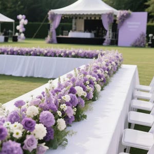 Purple Color Flower Runner,Wedding Aisle Runner,Wedding Sweetheart Table Arrangements,Wedding Reception Table Runner,Wedding Flower Arch