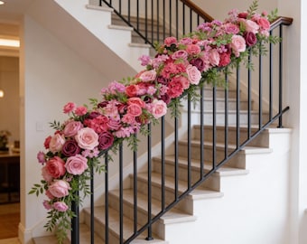 Hot Pink Hydrangea Rose Flower Row,Wedding Flower Garland
