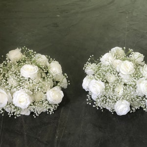 Baby's Breath Flower Ball White Rose Flower Ball Table Centrepiece Floral Ball Table Flower Ball Wedding Arrangement Wedding Party Decor