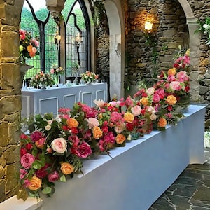 Blush Pink Floral Flower Runner,Rose Wedding Flower Garland,Wedding Aisle Runner,Wedding Reception,Swag Flower Arch,Wedding Centrepiece
