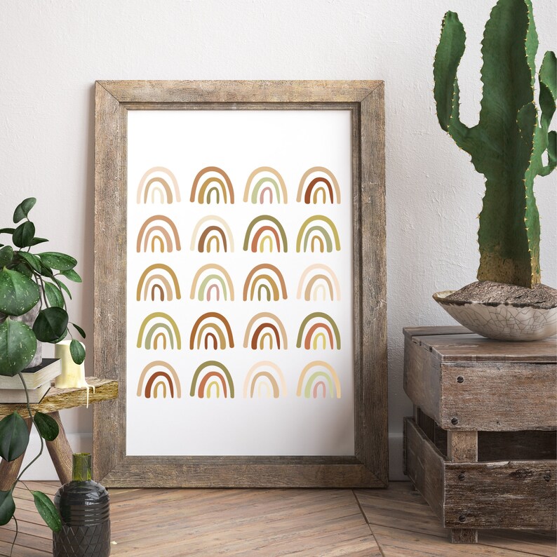 Nursery rainbow print multiple rainbows neutral colors Etsy