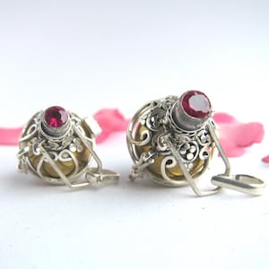 925 Sterling Silver Harmony Ball Hanger en Sterling Zilveren Ketting / Healing - Relaxation Chime / Cadeau voor haar / Juli Birthstone / Ruby