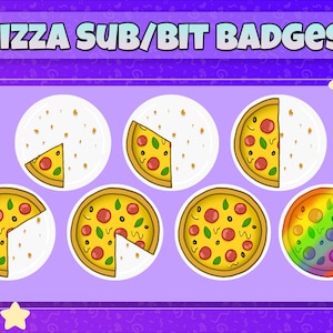 7 Pizza Sub/Bit Badges | Twitch | Discord | Cute Badges | Food Badges