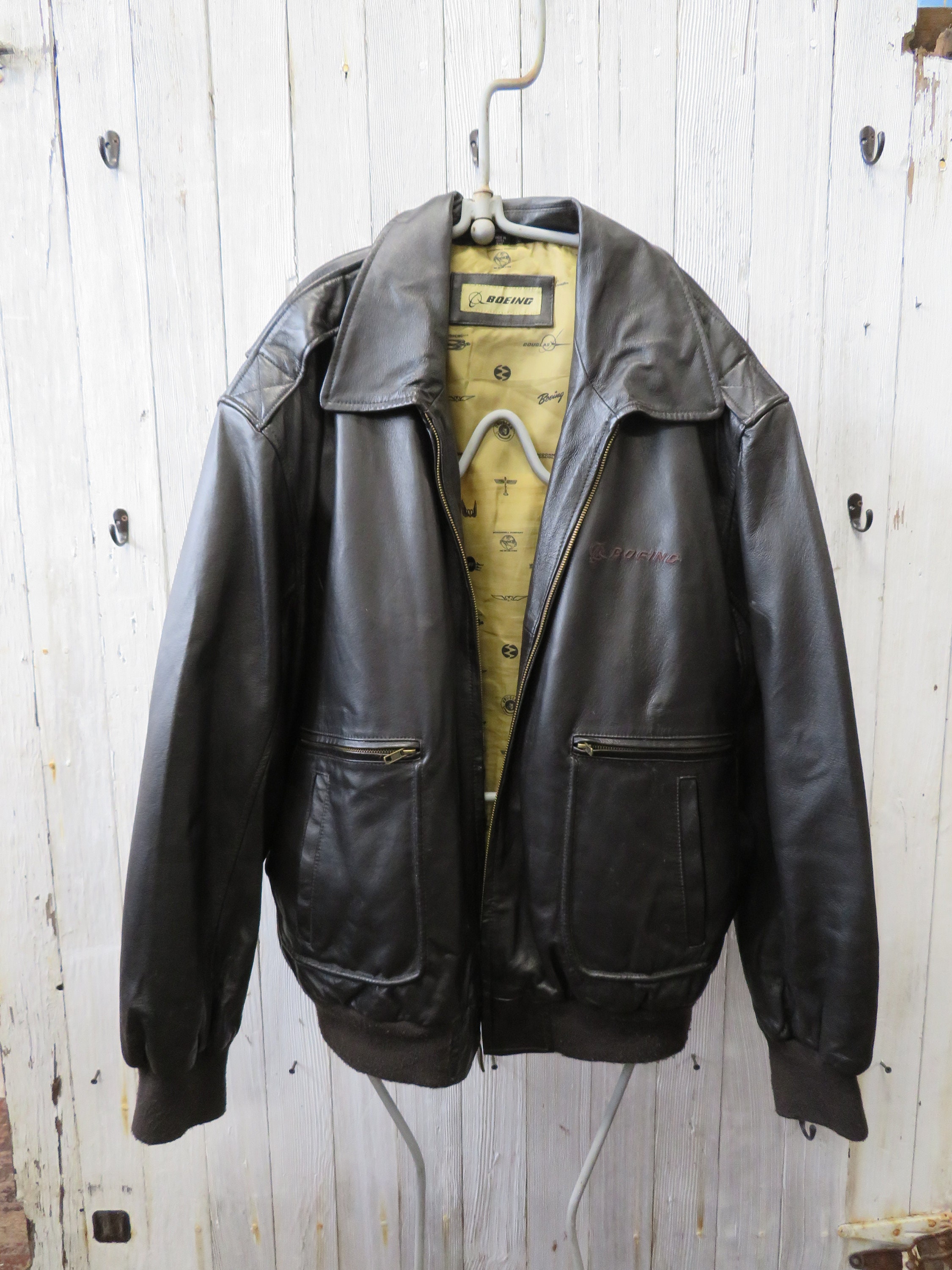 Men s 3XL Leather Boeing Bomber Jacket ON SALE 79.99 Inventory