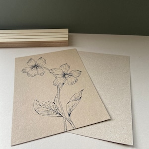 Februar Geburtstag Blumendruck, Handgezeichnet Violett A5 Druck, A4 Kraft Art Print