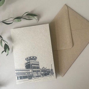 Portsmouth Location Grußkarte, Handgezeichnete Clarence Pier Karte, A6 Kraftkarte mit Umschlag, innen leer