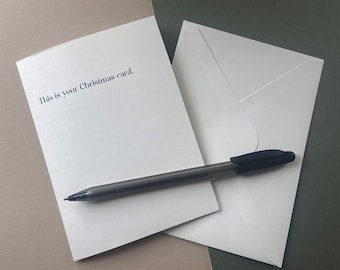 Basic Christmas Card Greetings Card, This Is Your Christmas Card, A6 White Card with Envelope, Blank Inside