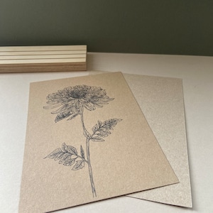 November Geburtstag Blumendruck, Handgezeichnete Chrysantheme A5 Druck, A4 Kraft Kunstdruck