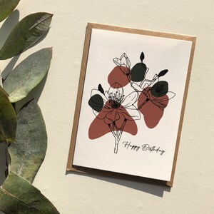 A6 Glückwunschkarten zum Geburtstag | Original Blumen | Innen leer | Kraft Umschlag | Mehrere Optionen