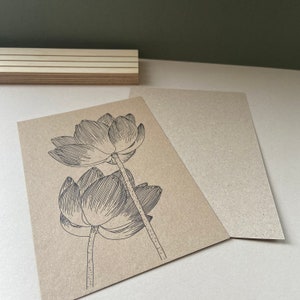 Juli Geburtstag Blumen Druck, Handgezeichnete Seerose A5 Druck, A4 Kraft Kunstdruck