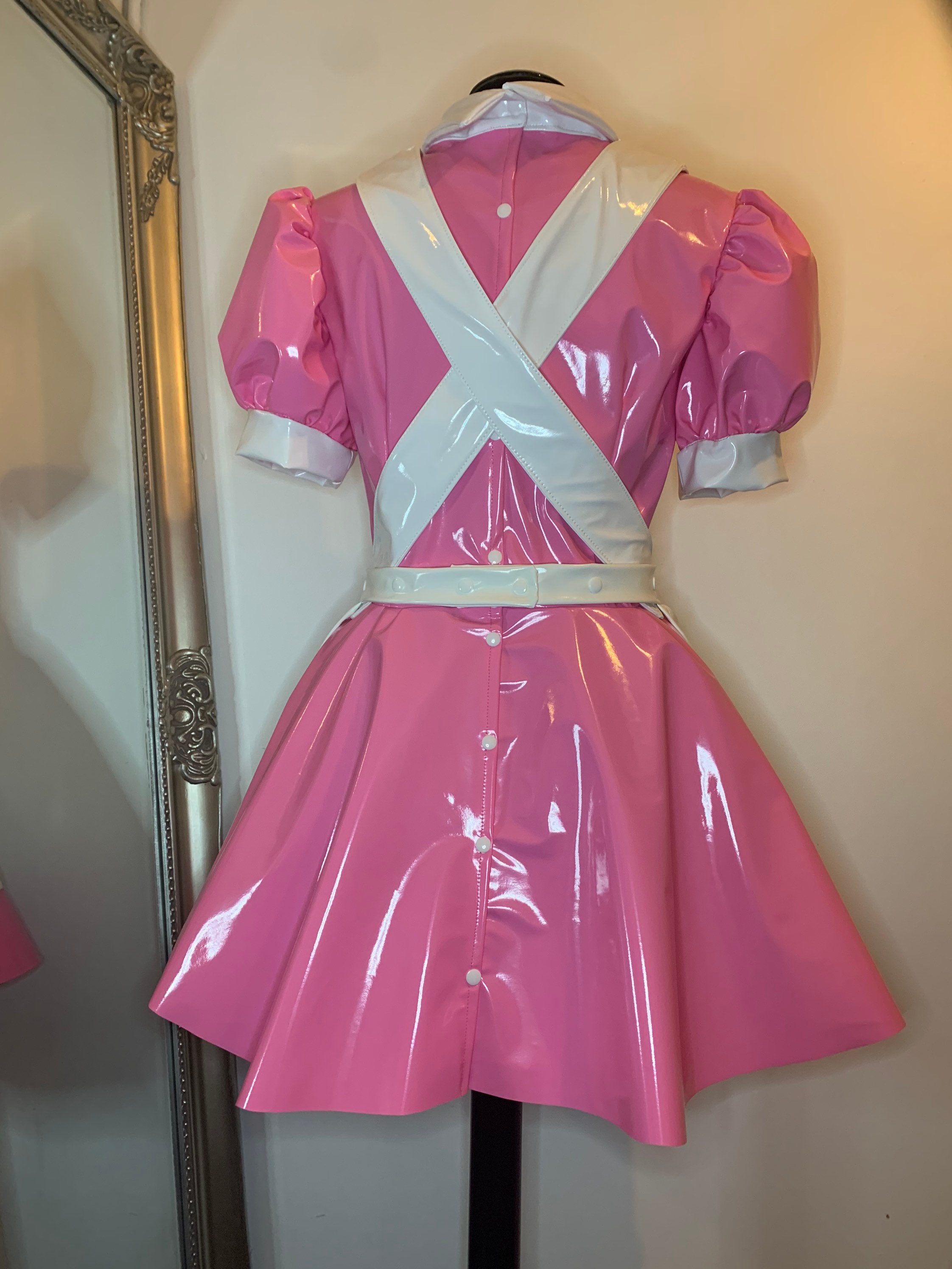 PVC Maids Uniform With Detachable Apron and Contrasting Netted - Etsy